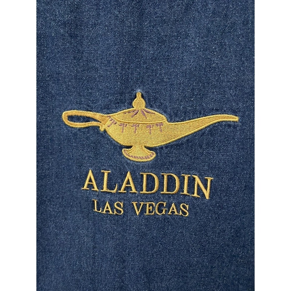 Vintage Aladdin Casino Denim Jean Jacket Large Las Vegas Trucker Embroidered - Picture 6 of 7
